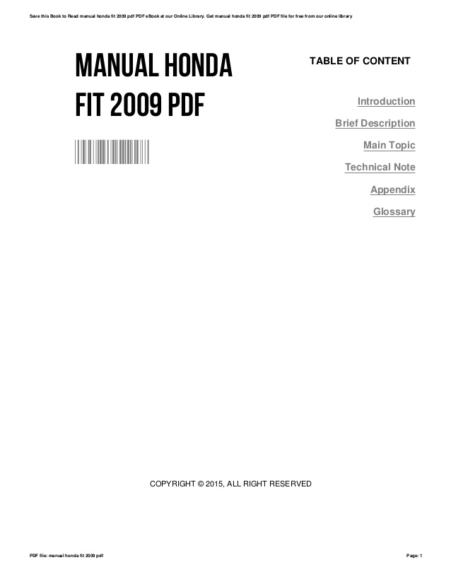 Honda Fit Manual 2009